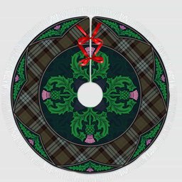 ScotsTee Shop Scottish Stewart Old Weathered Clan Scottish Thistle Flower Round Leaf Tartan Christmas Tree Skirt