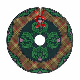 ScotsTee Shop Scottish MacMillan Old Weathered Clan Scottish Thistle Flower Round Leaf Tartan Christmas Tree Skirt