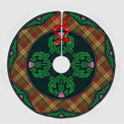 ScotsTee Shop Scottish MacMillan Old Weathered Clan Scottish Thistle Flower Round Leaf Tartan Christmas Tree Skirt