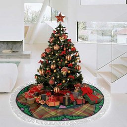 ScotsTee Shop Scottish MacMillan Old Weathered Clan Scottish Thistle Flower Round Leaf Tartan Christmas Tree Skirt
