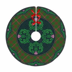 ScotsTee Shop Scottish MacKinnon Hunting Modern Clan Scottish Thistle Flower Round Leaf Tartan Christmas Tree Skirt
