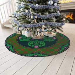 ScotsTee Shop Scottish MacKinnon Hunting Modern Clan Scottish Thistle Flower Round Leaf Tartan Christmas Tree Skirt