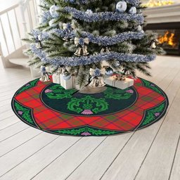 ScotsTee Shop Scottish Ross Modern Clan Scottish Thistle Flower Round Leaf Tartan Christmas Tree Skirt