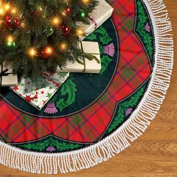ScotsTee Shop Scottish Ross Modern Clan Scottish Thistle Flower Round Leaf Tartan Christmas Tree Skirt
