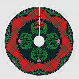 ScotsTee Shop Scottish Ross Modern Clan Scottish Thistle Flower Round Leaf Tartan Christmas Tree Skirt