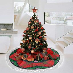 ScotsTee Shop Scottish Ross Modern Clan Scottish Thistle Flower Round Leaf Tartan Christmas Tree Skirt