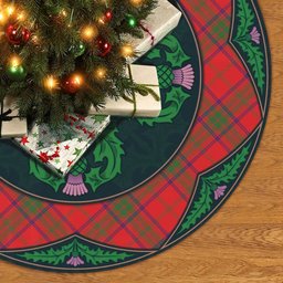 ScotsTee Shop Scottish Ross Modern Clan Scottish Thistle Flower Round Leaf Tartan Christmas Tree Skirt