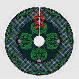ScotsTee Shop Scottish MacNeill of Barra Ancient Clan Scottish Thistle Flower Round Leaf Tartan Christmas Tree Skirt