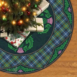 ScotsTee Shop Scottish MacNeill of Barra Ancient Clan Scottish Thistle Flower Round Leaf Tartan Christmas Tree Skirt
