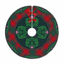 ScotsTee Shop Scottish MacPhail Clan Scottish Thistle Flower Round Leaf Tartan Christmas Tree Skirt