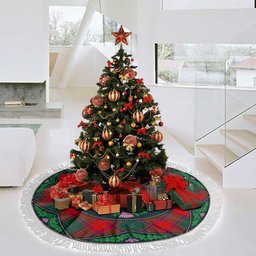 ScotsTee Shop Scottish MacPhail Clan Scottish Thistle Flower Round Leaf Tartan Christmas Tree Skirt