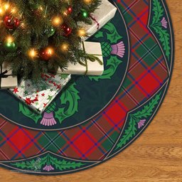 ScotsTee Shop Scottish MacPhail Clan Scottish Thistle Flower Round Leaf Tartan Christmas Tree Skirt