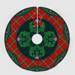 ScotsTee Shop Scottish MacLay Modern Clan Scottish Thistle Flower Round Leaf Tartan Christmas Tree Skirt