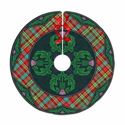 ScotsTee Shop Scottish Ogilvie Clan Scottish Thistle Flower Round Leaf Tartan Christmas Tree Skirt