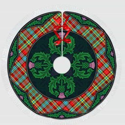 ScotsTee Shop Scottish Ogilvie Clan Scottish Thistle Flower Round Leaf Tartan Christmas Tree Skirt
