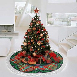 ScotsTee Shop Scottish Ogilvie Clan Scottish Thistle Flower Round Leaf Tartan Christmas Tree Skirt