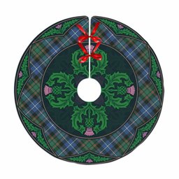 ScotsTee Shop Scottish MacRae Hunting Ancient Clan Scottish Thistle Flower Round Leaf Tartan Christmas Tree Skirt