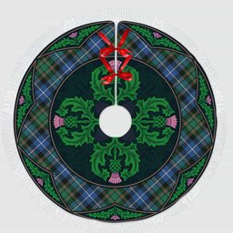 ScotsTee Shop Scottish MacRae Hunting Ancient Clan Scottish Thistle Flower Round Leaf Tartan Christmas Tree Skirt