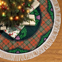 ScotsTee Shop Scottish Scott Ancient Clan Scottish Thistle Flower Round Leaf Tartan Christmas Tree Skirt