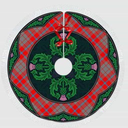 ScotsTee Shop Scottish Moubray Clan Scottish Thistle Flower Round Leaf Tartan Christmas Tree Skirt