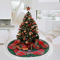 ScotsTee Shop Scottish Moubray Clan Scottish Thistle Flower Round Leaf Tartan Christmas Tree Skirt