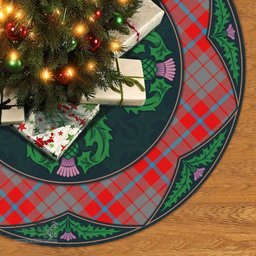 ScotsTee Shop Scottish Moubray Clan Scottish Thistle Flower Round Leaf Tartan Christmas Tree Skirt