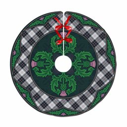 ScotsTee Shop Scottish MacRae Dress Modern Clan Scottish Thistle Flower Round Leaf Tartan Christmas Tree Skirt