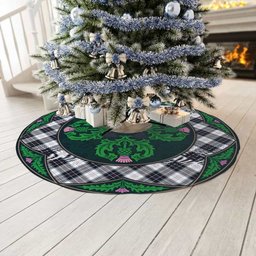 ScotsTee Shop Scottish MacRae Dress Modern Clan Scottish Thistle Flower Round Leaf Tartan Christmas Tree Skirt