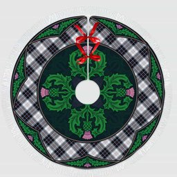 ScotsTee Shop Scottish MacRae Dress Modern Clan Scottish Thistle Flower Round Leaf Tartan Christmas Tree Skirt