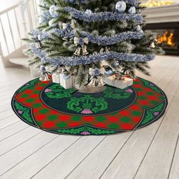 ScotsTee Shop Scottish Moncrieffe Clan Scottish Thistle Flower Round Leaf Tartan Christmas Tree Skirt