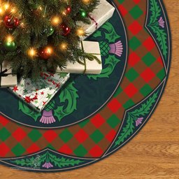 ScotsTee Shop Scottish Moncrieffe Clan Scottish Thistle Flower Round Leaf Tartan Christmas Tree Skirt