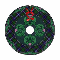 ScotsTee Shop Scottish Russell Modern Clan Scottish Thistle Flower Round Leaf Tartan Christmas Tree Skirt