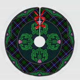 ScotsTee Shop Scottish Russell Modern Clan Scottish Thistle Flower Round Leaf Tartan Christmas Tree Skirt