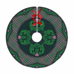 ScotsTee Shop Scottish MacFarlane Hunting Ancient Clan Scottish Thistle Flower Round Leaf Tartan Christmas Tree Skirt
