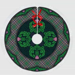 ScotsTee Shop Scottish MacFarlane Hunting Ancient Clan Scottish Thistle Flower Round Leaf Tartan Christmas Tree Skirt