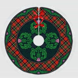ScotsTee Shop Scottish Stewart Royal Modern Clan Scottish Thistle Flower Round Leaf Tartan Christmas Tree Skirt
