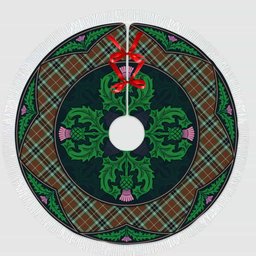 ScotsTee Shop Scottish Thomson Hunting Modern Clan Scottish Thistle Flower Round Leaf Tartan Christmas Tree Skirt