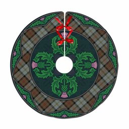 ScotsTee Shop Scottish MacLeod of Harris Weathered Clan Scottish Thistle Flower Round Leaf Tartan Christmas Tree Skirt