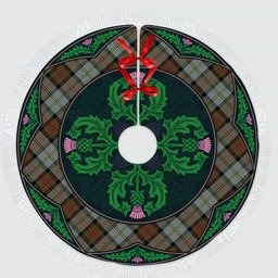 ScotsTee Shop Scottish MacLeod of Harris Weathered Clan Scottish Thistle Flower Round Leaf Tartan Christmas Tree Skirt
