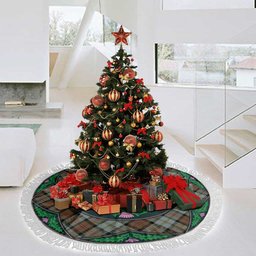 ScotsTee Shop Scottish MacLeod of Harris Weathered Clan Scottish Thistle Flower Round Leaf Tartan Christmas Tree Skirt