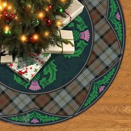ScotsTee Shop Scottish MacLeod of Harris Weathered Clan Scottish Thistle Flower Round Leaf Tartan Christmas Tree Skirt