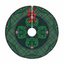 ScotsTee Shop Scottish Ross Hunting Ancient Clan Scottish Thistle Flower Round Leaf Tartan Christmas Tree Skirt