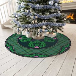 ScotsTee Shop Scottish Ross Hunting Ancient Clan Scottish Thistle Flower Round Leaf Tartan Christmas Tree Skirt