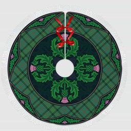 ScotsTee Shop Scottish Ross Hunting Ancient Clan Scottish Thistle Flower Round Leaf Tartan Christmas Tree Skirt