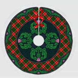 ScotsTee Shop Scottish Pollock Modern Clan Scottish Thistle Flower Round Leaf Tartan Christmas Tree Skirt