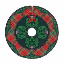 ScotsTee Shop Scottish MacLean of Duart Modern Clan Scottish Thistle Flower Round Leaf Tartan Christmas Tree Skirt