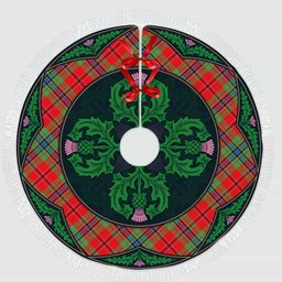 ScotsTee Shop Scottish MacLean of Duart Modern Clan Scottish Thistle Flower Round Leaf Tartan Christmas Tree Skirt