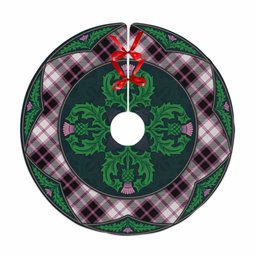 ScotsTee Shop Scottish MacPherson Hunting Modern Clan Scottish Thistle Flower Round Leaf Tartan Christmas Tree Skirt