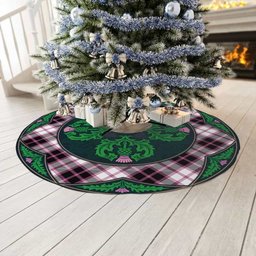 ScotsTee Shop Scottish MacPherson Hunting Modern Clan Scottish Thistle Flower Round Leaf Tartan Christmas Tree Skirt