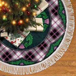ScotsTee Shop Scottish MacPherson Hunting Modern Clan Scottish Thistle Flower Round Leaf Tartan Christmas Tree Skirt